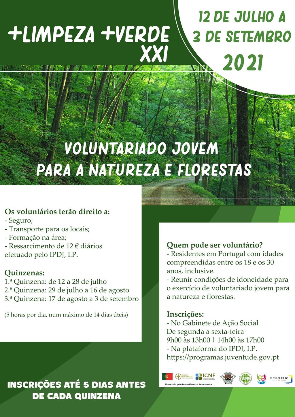 Abertura de inscrições | Voluntariado Jovem para a Natureza e Florestas 2021