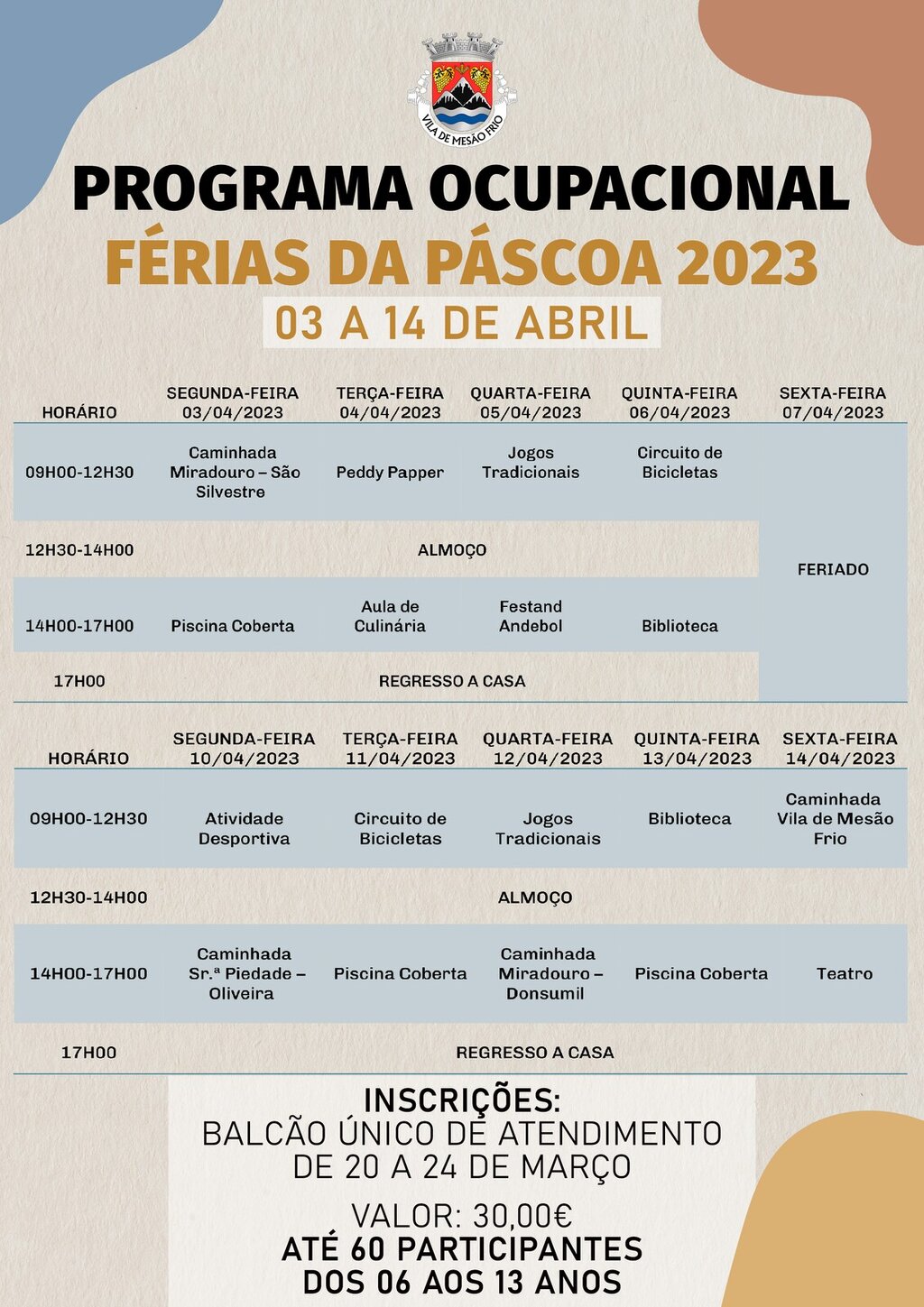 Inscrições nas Férias Lúdico-Pedagógicas da Páscoa 2023