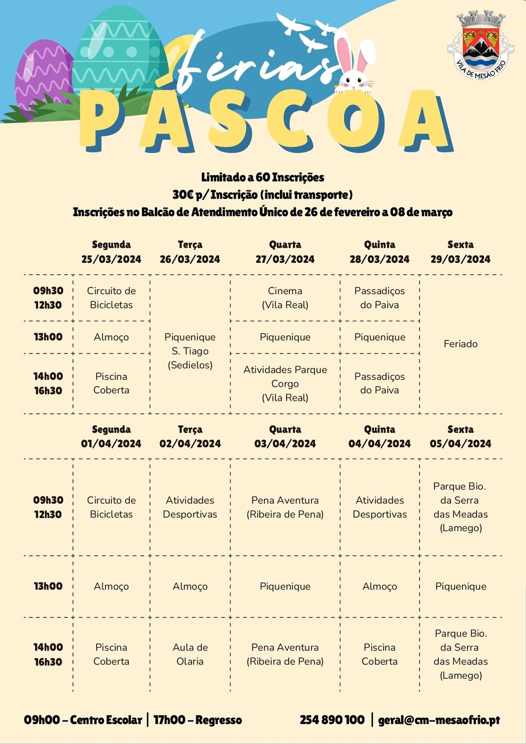 Inscrições no Campo de Férias da Páscoa