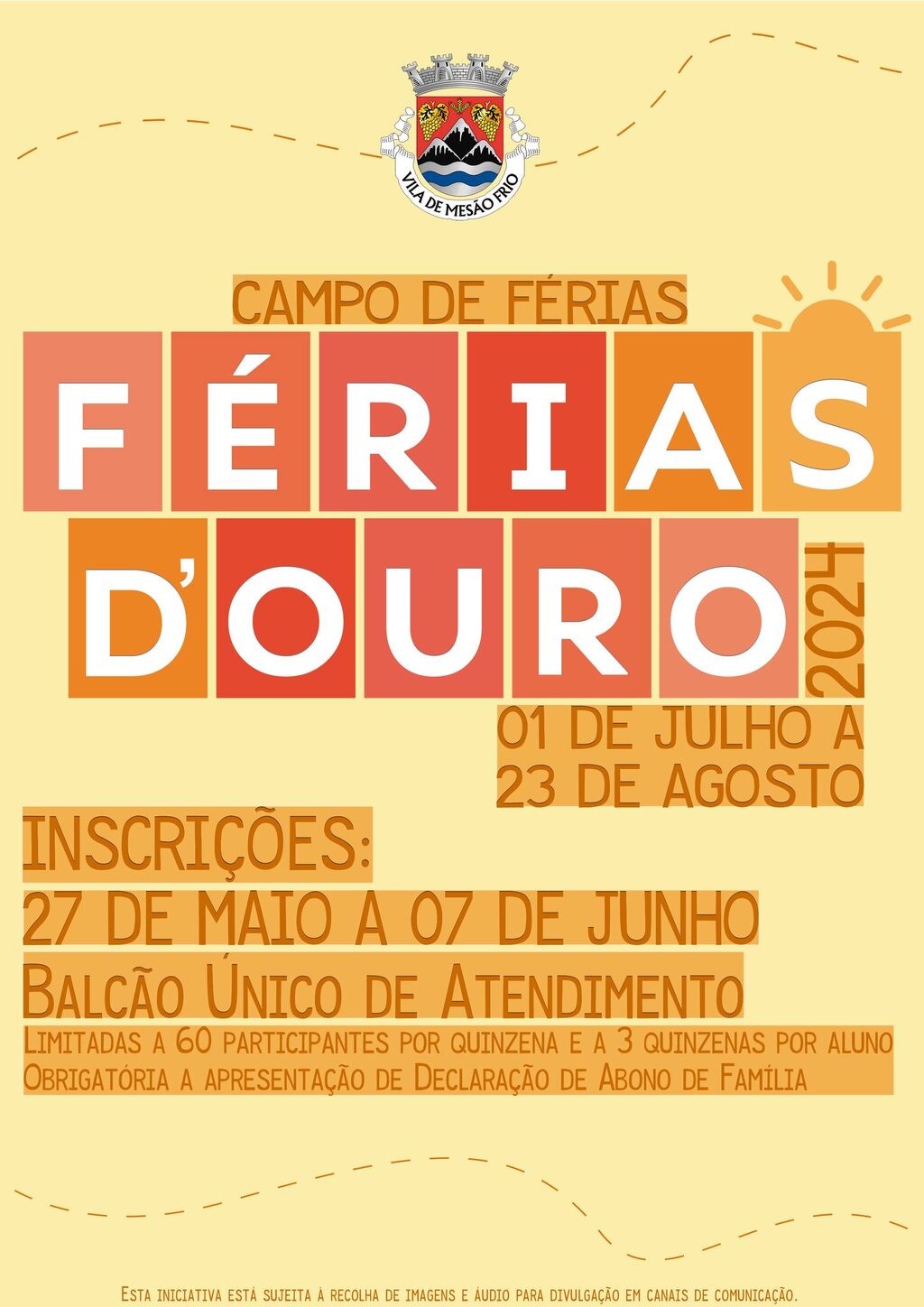 Abertura de Inscrições | Campo de Férias Municipal «Férias D'Ouro»