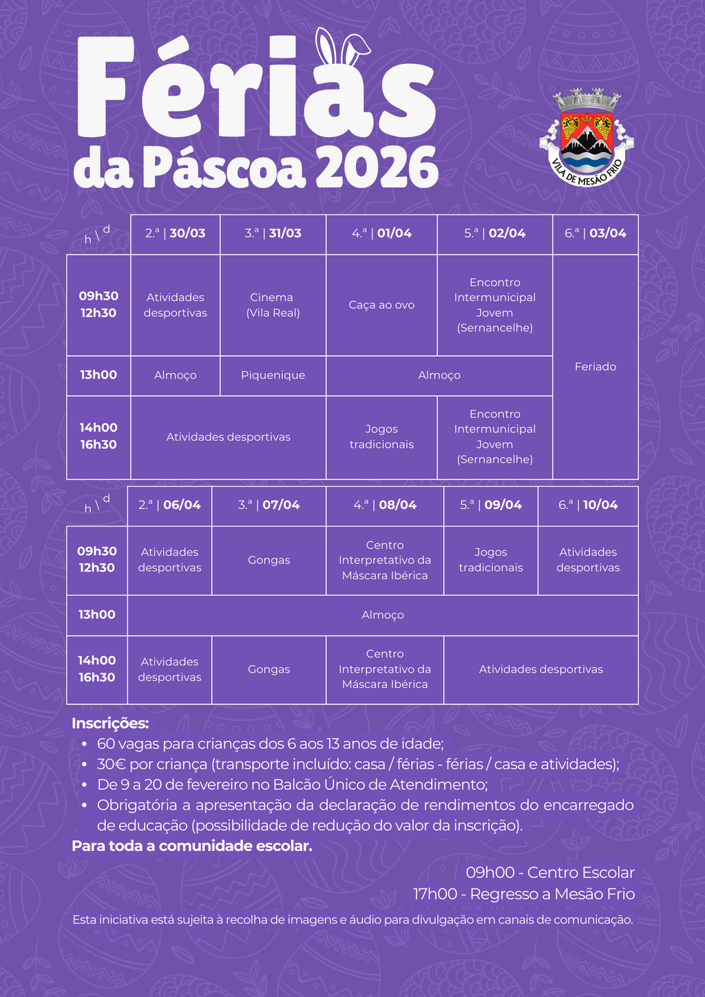 Programa Municipal de Atividades das Férias da Páscoa | Inscrições