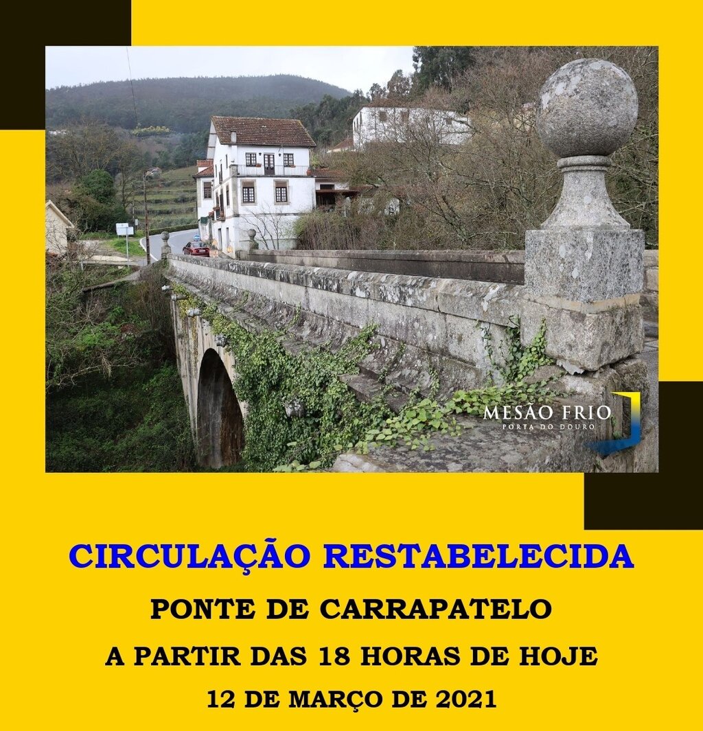 Ponte de Carrapatelo com circulação restabelecida a partir das 18 horas de hoje