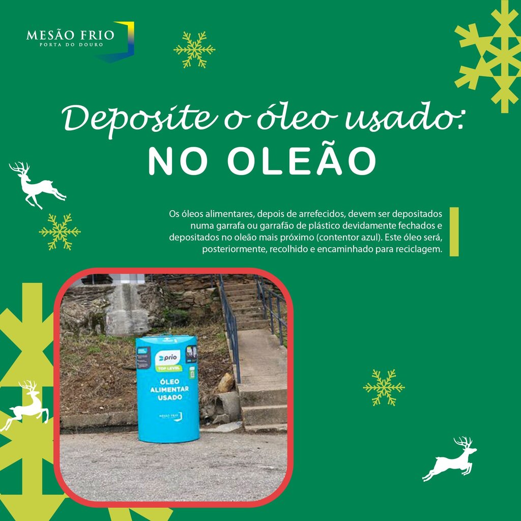 Deposite o óleo alimentar usado: no oleão