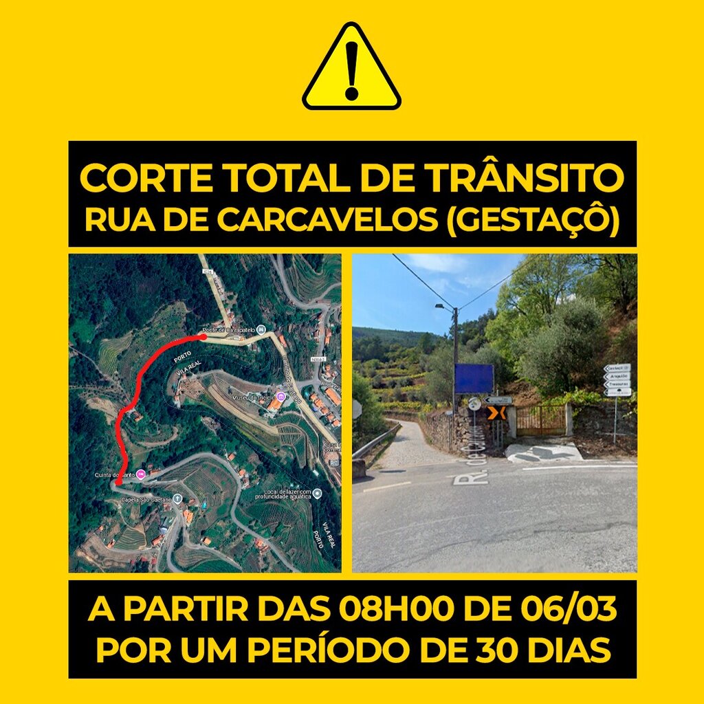 Corte total de trânsito - Rua de Carcavelos
