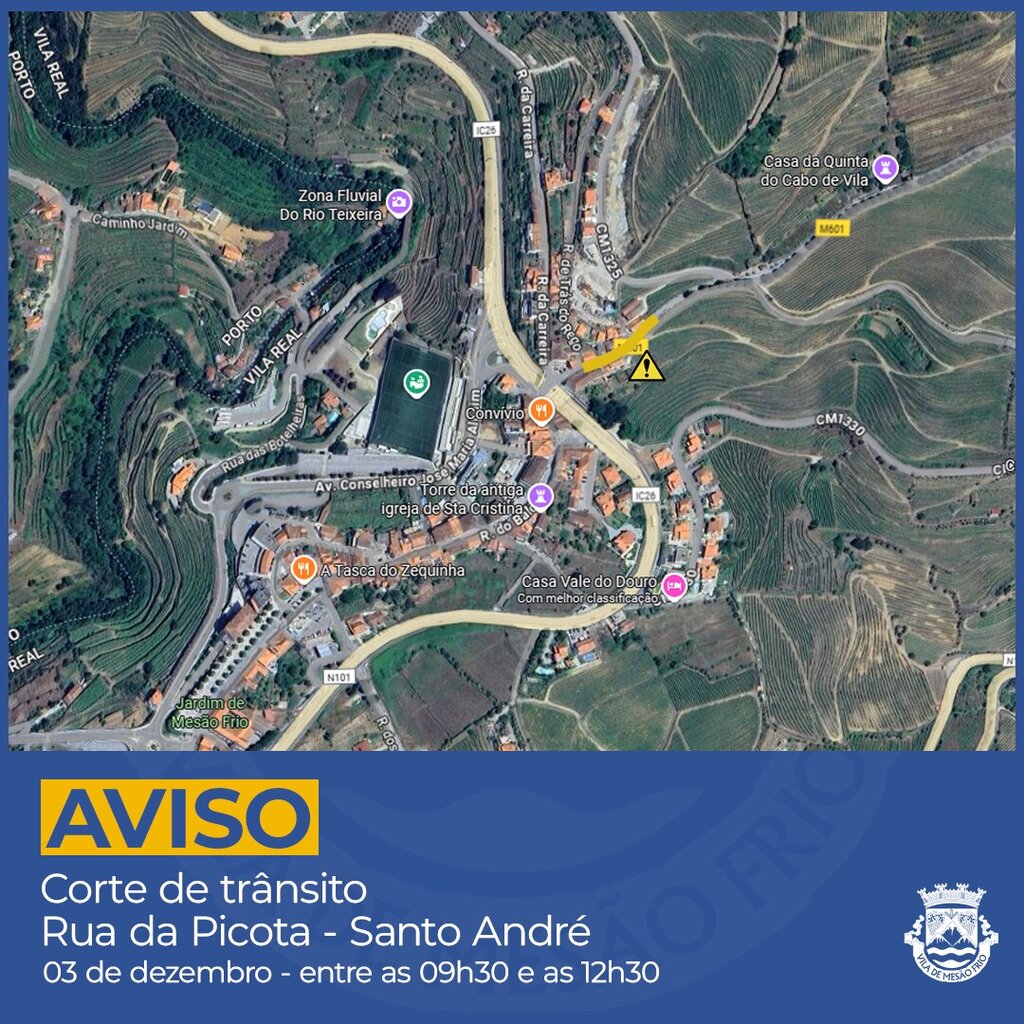 Aviso de Corte de Trânsito - 3 de dezembro