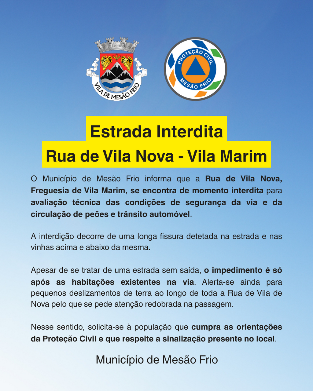 Estrada Interdita | Rua de Vila Nova - Vila Marim