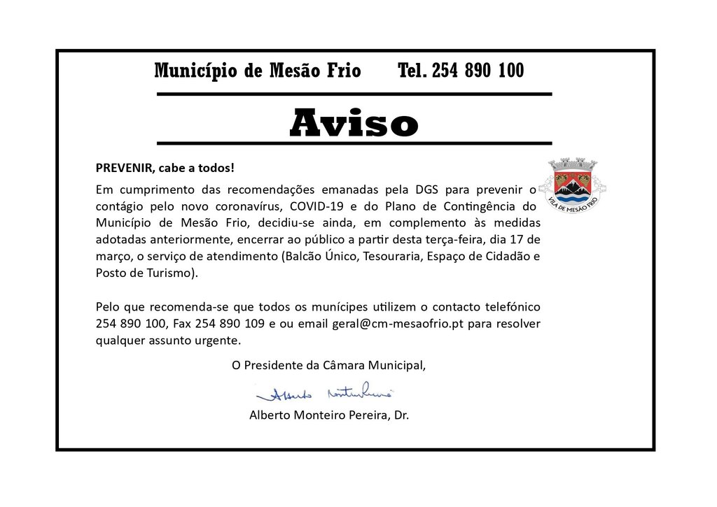 AVISO - Plano de Contingência Covid-19