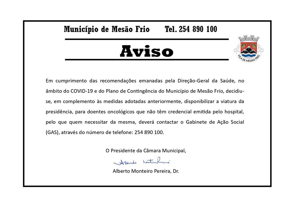 AVISO - Plano de Contingência Covid-19 - Complemento às medidas adotadas anteriormente