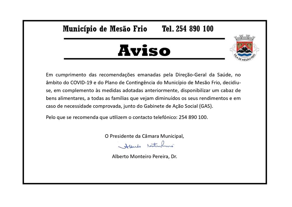 AVISO - Plano de Contingência Covid-19 - Complemento às medidas adotadas anteriormente